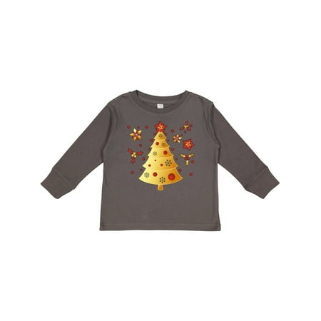 

Inktastic Red and Gold Christmas Tree with Flowers Gift Toddler Boy or Toddler Girl Long Sleeve T-Shirt
