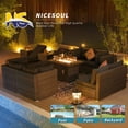 thumbnail image 2 of RADIATA® Large Rattan Patio Furniture Set with Fire Pit Table Plastic Wicker Chaise Lounge Chairs Sets Grey Outdoor Sectional with Firepit 8 Seater Modern Conversation Sets for 8 Person for Pool, 2 of 9