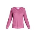 thumbnail image 3 of Time and Tru Women's Waffle Knit Sweatshirt, Sizes XS-XXXL, 3 of 5