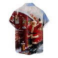 thumbnail image 5 of IROINNID Christmas Vacation T-shirt for Men Funny Print Button Up Red Shirt Hawaiian Xmas Vacation Gift Tops,Burgundy, 5 of 5