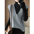 thumbnail image 3 of Bovemsi Womens Sweaters Cozy Autumn Winter Women Knitted Sweater Vest Korean Sleeveless V Neck Pullover Female Loose Tops Business Casual Sweaters, 3 of 3