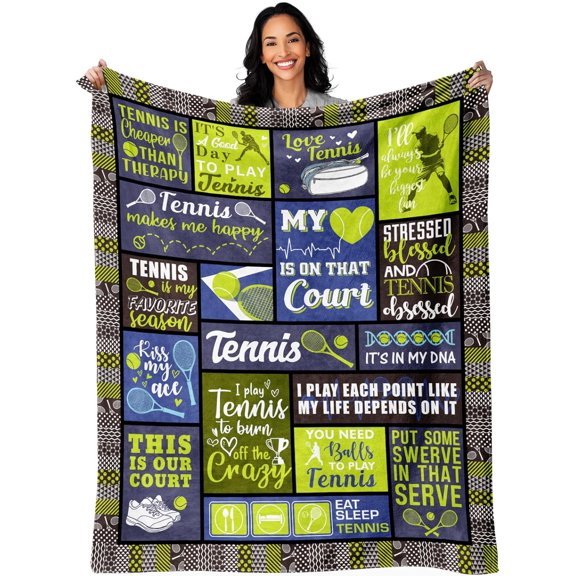 Tennis Gifts, Tennis Gifts for Women, Christmas Tennis Gift, Tennis Gift for Players Lover, Soft Flannel Sofa Decorative Throw Blanket 50"x 60"