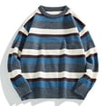 thumbnail image 2 of IROINNID Men's Sweater Round Neck Long Sleeve Jumper Mid-Length Stripes Comfy Pullover Color Matching Neck Sweater Sports Sweater Bottoming Shirt, 2 of 3