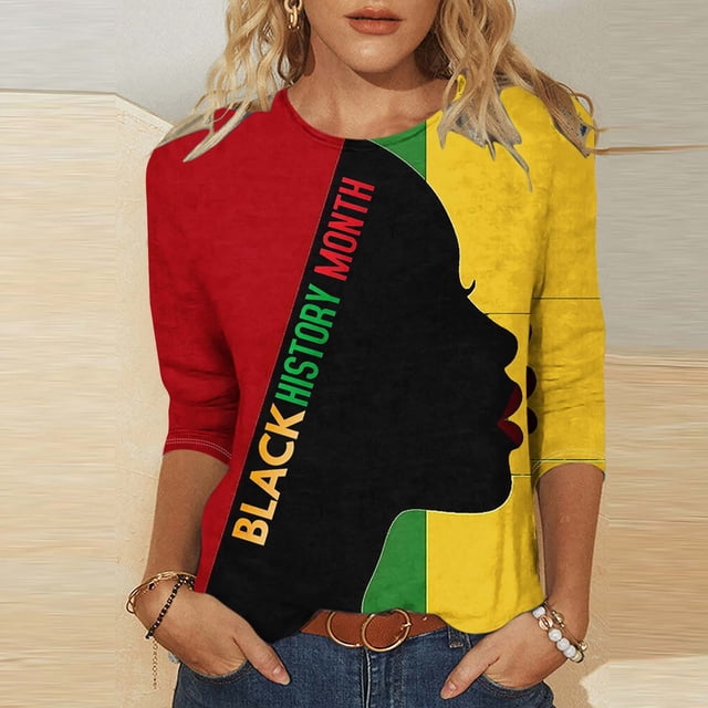 T-Shirts pour Femmes, Imprimé pour la Saint-Patrick, Col Rond, Manches Trois-Quarts, T-Shirt Ample, Saint-Patrick