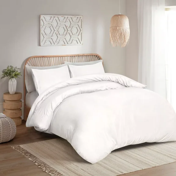 Huba Homes Duvet Cover Set Queen Size 3 Piece Luxury Soft Microfiber Full Comforter Cover full white