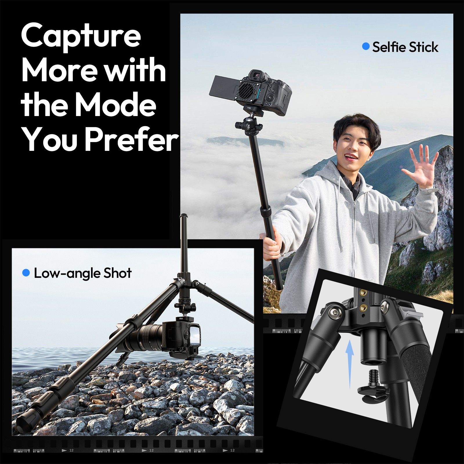 Ulanzi TT53 Traveler Uka Tripod – 180cm Lightweight Aluminum Travel Tripod with Quick Release Plate & 360° Ball Head for DSLR, Mirrorless, and Smartphone Cameras