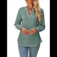 thumbnail image 1 of Camisa Informal de Larga con Cuello en V para Mujer Verde L, 1 of 10