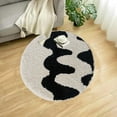 thumbnail image 6 of SDJMa 100% Cotton Tufted Bathroom Rugs Luxurious Plush Black and White Pattern Bath Mat Absorbent, Quick Dry, Spa Design Shower Room Décor, Circular 15.7" x 15.7", 6 of 6