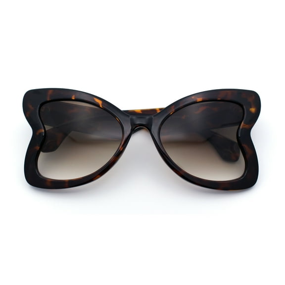 Womens Bold Bowtie Butterfly Shape Oversized Cute Diva Plastic Sunglasses Tortoise - Brown