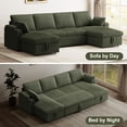 thumbnail image 3 of Rophefx Modular Sectional Sofa,Modern Chenille U-Shaped Sofa Couch with Pull Out Bed,Storage Seat,USB, Cup Holder,Side Pocket,Cloud Couch Bed for Living Room, Apartment,Green, 3 of 8