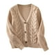 thumbnail image 2 of Cárdigan informal de cuello redondo y manga larga para mujer, suéter de punto a rayas, blusa holgada, suéter para mujer, 2 of 6