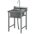 thumbnail image 5 of Aqzb Outdoor Sink, Stainless Steel Utility Sink, Freestanding Commercial Kitchen Single Bowl Sink for Restaurant, Laundry Room, Garage _Clearance Laundry Sink, 5 of 8
