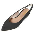 thumbnail image 3 of YDN Women Sexy Pointed Toe Elastic Strap Slingback Sandals Low Heel Slip On Flats Shoes Party Shopping Dress Size 8.5 Black, 3 of 4
