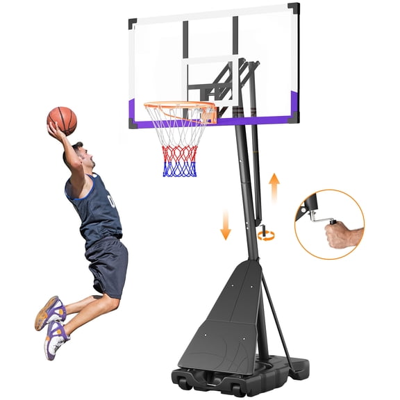 Basketball Hoop System,Quickly Height Adjustable 5.25-10ft,Dprodo 44 inch PC Backboard Portable Basketball Goal for Outdoor Indoor Court