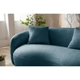 thumbnail image 6 of Mid Century Modern Curved Sofa, 3-Seat Boucle Couch for Living Room, Upholstered Couch with 3 Throw Pillows and Backrest, Accent Sofa Couch for Bedroom, Office, Apartment, Blue, 6 of 7