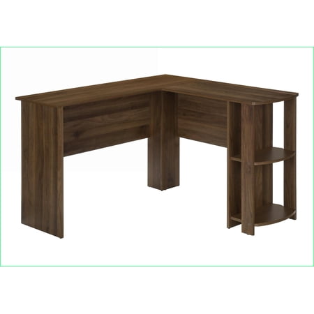 Desks Modern L-Shaped Corner Computer Desk with Storage Shelves Brown Laminate 47 L | Walnut | Particle Board