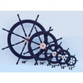 thumbnail image 4 of Handcrafted Model Ships Deluxe Class Dark Blue Wood and Chrome Nautical Decorative Ship Steering Wheel, 12", 4 of 4