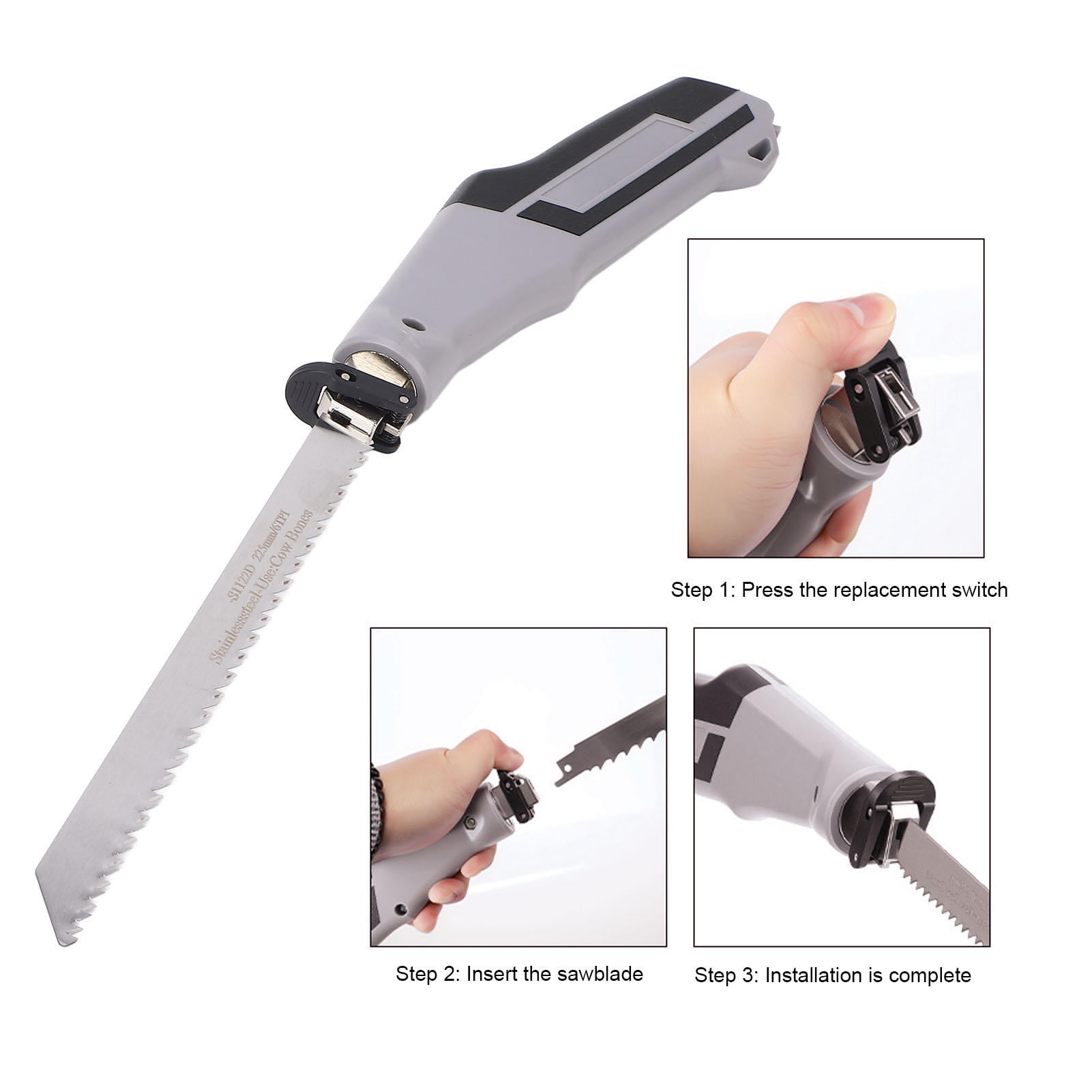 YAHHU Mini Reciprocating Saw Set – 2 Stainless Steel Fine‑Tooth Blades with Ergonomic Handle for Drywall, Plywood, Plastic & More