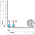 thumbnail image 3 of Gem Stone King 18K Rose Gold Plated Silver Swiss Blue Topaz and White Moissanite Earrings for Women | 9.06 Cttw | Gemstone November Birthstone | Pear Shape 12X8MM, 3 of 4