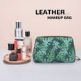 thumbnail image 4 of Tropical Green Leaf Makeup Bag, Large Capacity Travel Cosmetic Bag for Women Girls- Travel Toiletry Bag Leather Portable Waterproof Makeup Case Organizer with Handle, 4 of 4