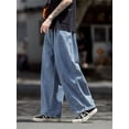 thumbnail image 1 of Pantalones vaqueros Cargo de pierna ancha para hombre, Jeans sueltos, rectos, holgados, ropa de calle de hip hop, monopatín, pantalones vaqueros neutros, 1 of 5