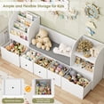 thumbnail image 3 of Hiphuta 71" Wide Kids Bookcase with Reading Nook, Large Toy Storage Organizer with 5 Drawers and Seat Cushion, White, 3 of 7