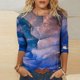 thumbnail image 2 of Tops Para Mujer Salir Tops Moda Casual Impreso Camiseta Suelta Media Manga 3/4 Blusa Cuello Redondo Odeerbi ODB148153, 2 of 5