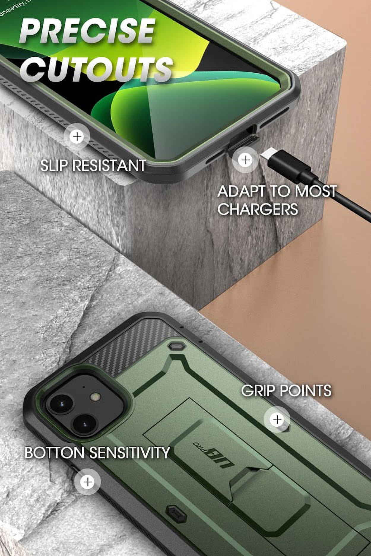 SUPCASE Unicorn Beetle Pro Series Case Designed for iPhone 11 6.1 Inch (2019 Release), Built-in Screen Protector Full-Body Rugged Holster Case (Guldan)