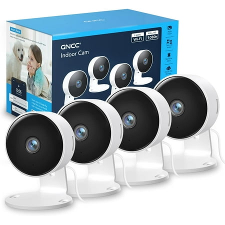 Indoor Security Camera for House, 1080P Wifi Fixed Lens, 2 Way Audio, Cloud/SD, APP Control, 2.4GHz , 4-Pack