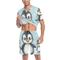 thumbnail image 3 of joogoo Men's Pajama Set Penguins and Snow V-Neck Pj Shorts Set 2 Piece Loungewear Sleepwear XXL, 3 of 7