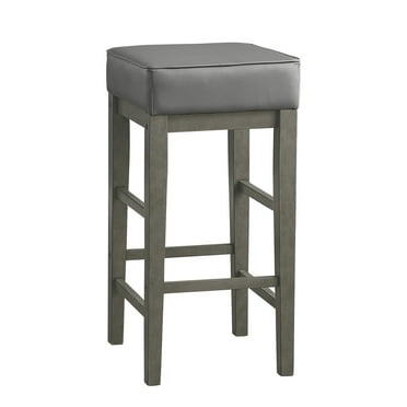 Benjara BM314436 Vin 31 in. Counter Height Stool - Faux Leather Seat - Wood - Gray - Set of 2