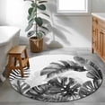 thumbnail image 3 of Grey Black Leaves Round Area Rug 3.3Ft Washable Circle Rugs for Dining Room Table, Summer Botanical Watercolor Leaf Non-Slip Carpet Floor Mats Indoor Outdoor Carpet Runner Aesthetic Home Decor, 3 of 8