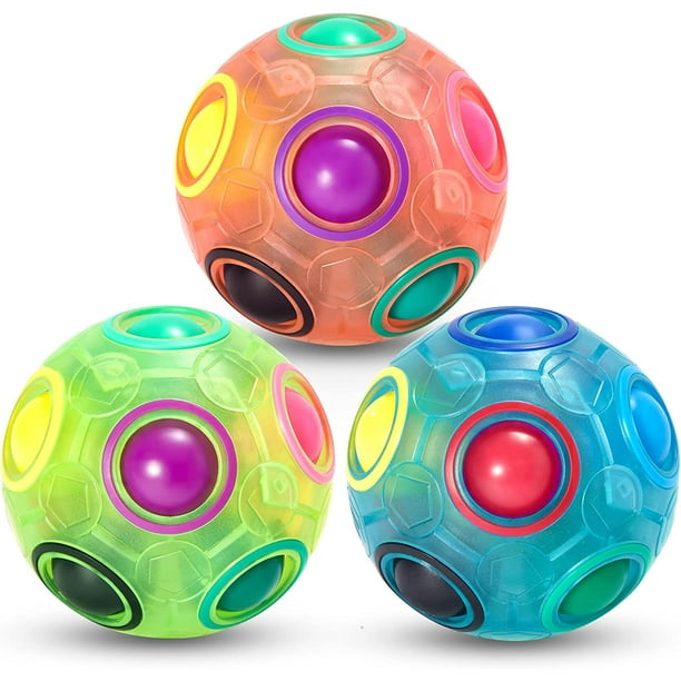 Rompecabezas Arcoíris Mágico de Fútbol, Juego de Pelota Antiestrés, Juguete para Niños y Niñas de 3+ Años, obsequio de Cumpleaños, Navidad, Pascua, Calcetines de Relleno, Paquete de 3