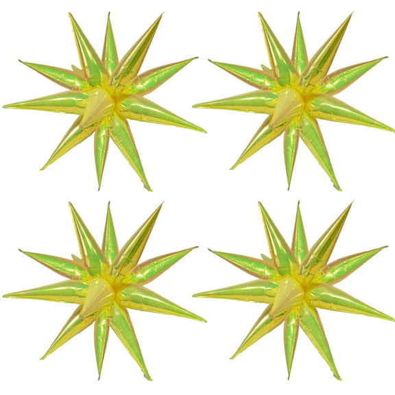 CYMYLAR Star Burst Balloon,26 "Rainbow Fluorescent Yellow Exploding Star Foil balloon, Suitable for Birthday Graduation Baby Shower Wedding Party Decoration（48pcs）