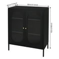 thumbnail image 4 of 40" Display Cabinet Distressed Tall Accent Distressed Cabinet Storage + 2 Doors Black, 4 of 12