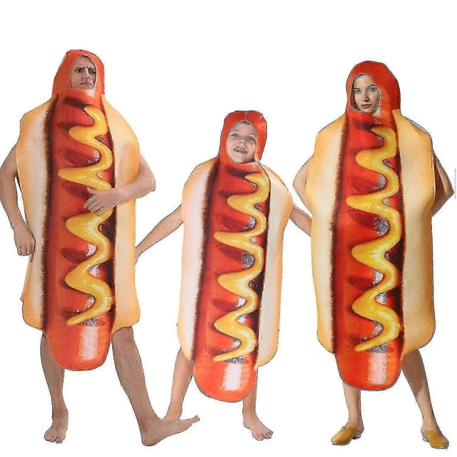 Adult Kids Funny 3d Print Food Sausage Hot Dog Costume Family Halloween Food Costume