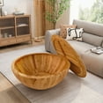 thumbnail image 4 of 35.43" Drum Coffee Table, Vintage Style Bucket Shaped Coffee Table for Office, Dining Room and Living Room, Natural, 4 of 7