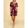 thumbnail image 5 of Made by Johnny Women's Airy Short Sleeve Kimono Style Deep V Neck Dress Top S-3XL Plus Size M WINE_FLORAL, 5 of 6