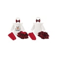 thumbnail image 2 of Gupgi Christmas Infant Girl Outfit 3Pcs Baby Letter Print Ruffle Long Sleeve Romper+Plaid Layered Ruffle Shorts+Socks, 2 of 9