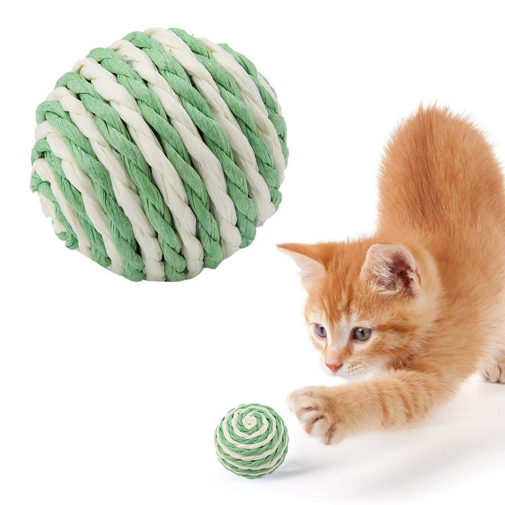 Kritne Cat Ball,5 Pcs Cat Kitten Funny Toy Sisal Balls Nontoxic