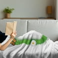 thumbnail image 3 of Letter C Soft Flannel Fleece Throw Blanket, Capital C with Grass Greenland Spring Flourishing Nature Themed Character, Cozy Plush for Indoor and Outdoor Use, 70" x 90", Green Multicolor, by Ambesonne, 3 of 5