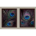 thumbnail image 1 of Gorgeous Blue Brown and Green Peacock Feather Photograph Print Set; Two 11x14 Brown Framed Prints. Blue/Green/Brown, 1 of 1