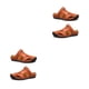thumbnail image 3 of Qarigey 1 par de sandalias de cuero para hombre, informales, elegantes, impermeables, antideslizantes, de Color sólido, zapatos de viaje para Rojo marrón treinta y nueve 2piezas, 3 of 4