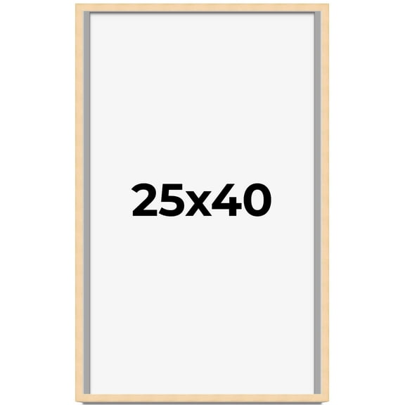 25x40 Frame Natural Wood Picture Frame | 0.75 Inch Moulding Width | with UV Acrylic Plexiglass,