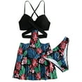 thumbnail image 2 of Gibobby Trajes de Baño para Mujer Traje de baño de 3 piezas para mujer Conjunto de bikini de triángulo halter metálico con falda de playa(Negro,CH), 2 of 5