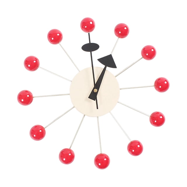 Elodie Round Ball Wall Clock Quiet Mid Century for Living Room Kitchen Decor Clocks Red Ball