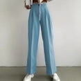 thumbnail image 2 of Womens Stretchy High Waisted Straight Suit Pants Solid Color Casual Loose Wide Leg Pull On Pants Trousers for Work, 2 of 7