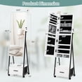 thumbnail image 2 of Jewelry Cabinet Armoire Full Length Mirror Lockable w/ Bottom Drawer & Wheels For Daily Life, 2 of 10