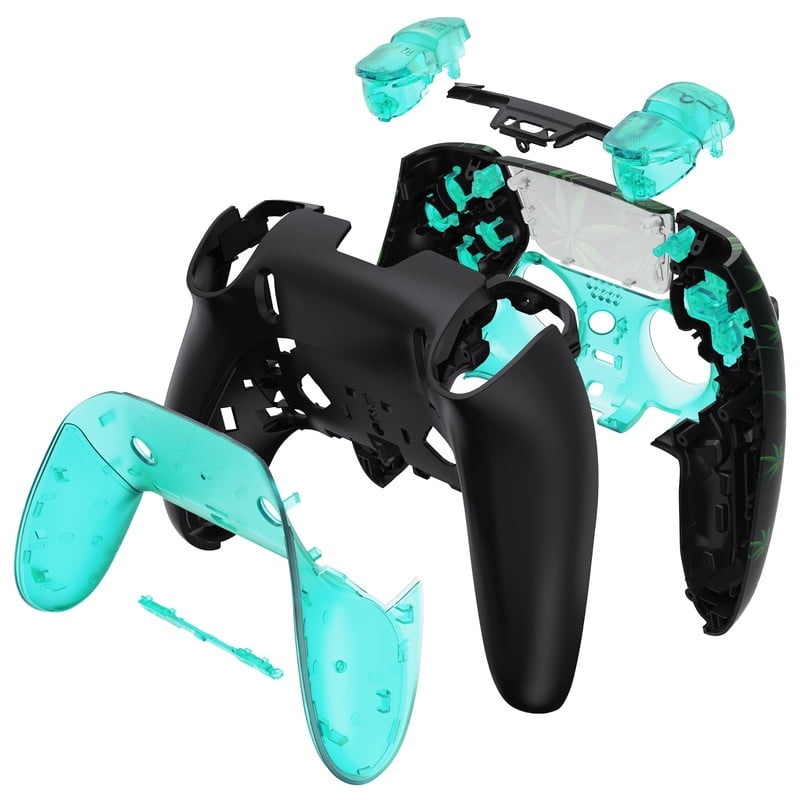 eXtremeRate Full Set Shell with Buttons Touchpad Cover Compatible with p s 5 Edge Controller, Green Weeds Replacement Decorative Trim Shell Front Back Plates Compatible with p-s-5 Edge Controller