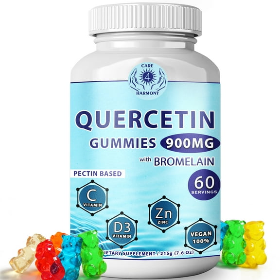 Quercetin Gummies - Quercetin with Bromelain Vitamin C   Zinc Vitamin D3 – Chewable Quercetin 900mg Supplements - Quercetin for Kids and Adults